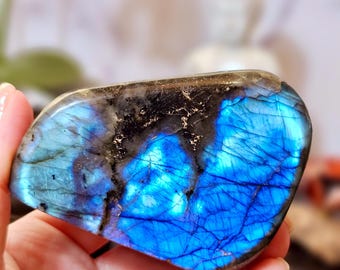 Labradorite Freeform from Madagascar | Large Exquisite Labradorite | Brilliant Labradorite Flash | Aqua Electric Blue Flash | Meditation