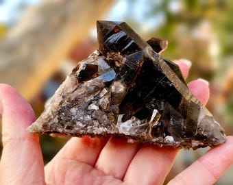 Smoky Quartz Cluster from Arkansas A Grade Quartz Deep Smoky Quartz Cluster Grounding Root Chakra Energy Crystal Meditation Display Cluster