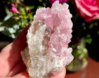 Crystalized Rose Quartz Cluster with Smoky Quartz from Brazil | 62.8 grams | Rose Quartz Cluster| Very Rare | New Crystal Discovery