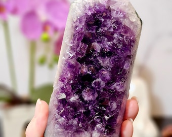 Amethyst Geode Standing Display Crystal A Grade Amethyst Geode with Agate Wedding Gift Crystal Third Eye Meditation Amethyst from Brazil