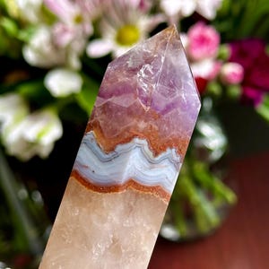 Mexicaanse Crazy Lace-agaatgenerator met amethist uit chihuahua, Mexico | Levendige agaat met amethist | Geluk Energie | Mexicaanse agaat
