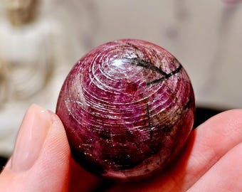 Star Ruby from India | Heart Chakra and Root Chakra | Chatoyant Ruby Palm Stone | Ruby Star Palm | Gifts for Reiki Student | Crystal Toolkit