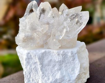 Clear Quartz Cluster from Arkansas A Grade Quartz Water Clear Pristine Quartz Manifestation Energy Crystal Grid Meditation Display Cluster