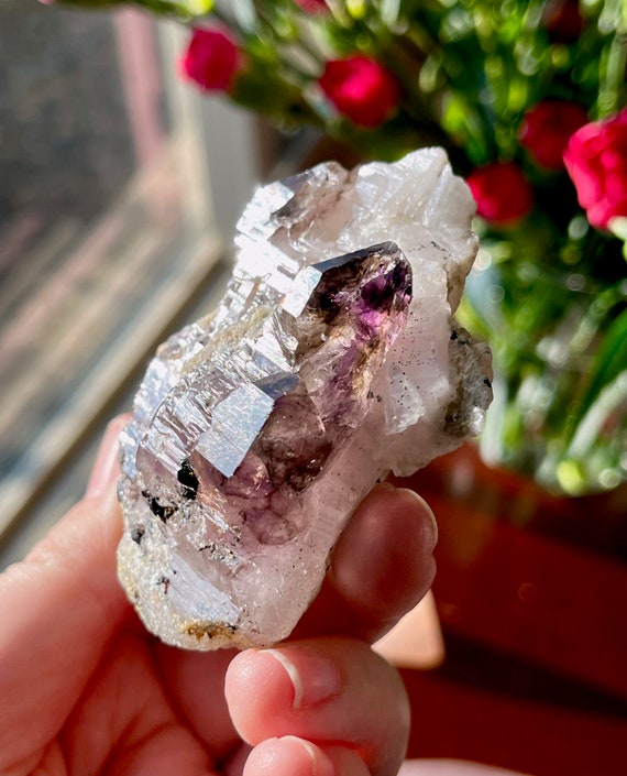 VERY RARE Smoky Amethyst Elestial Crystal with Lepidocrocite from Zimbabwe | Smoky Amethyst Phantom | Elestial Amethyst Smoky Crystal | P27A