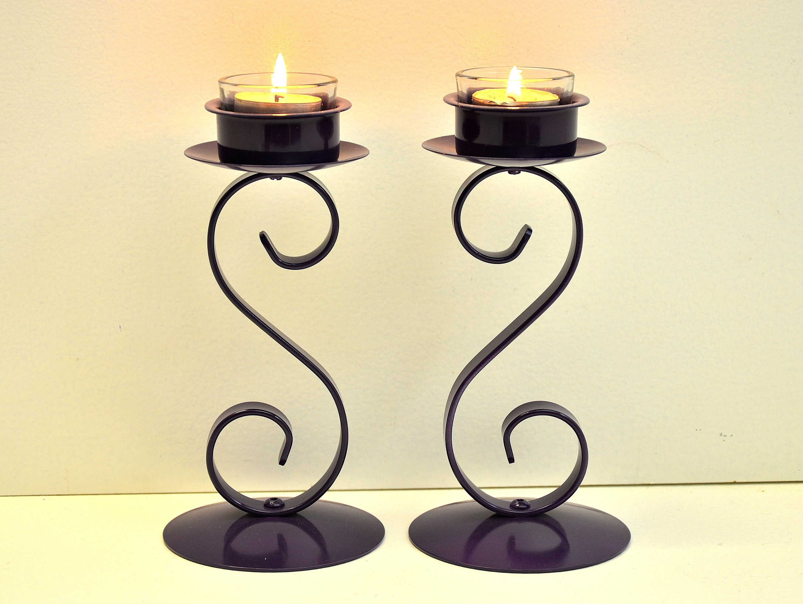 Pair of single metal tealight holders Etsy Nederland