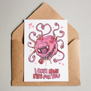 Beholder druckbare Valentinstagskarte, D & D-Valentinstagskarte, Monster-Handbuch, Valentinstagsgeschenk,