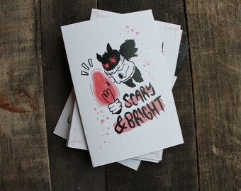 Cryptid Mothman Printable Holiday Card, Mothman Card, Cryptid Card, Mothman