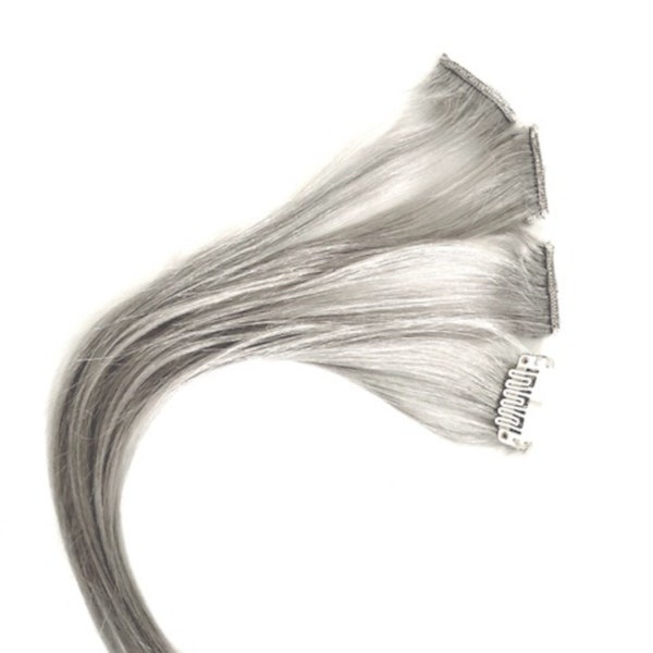 Mèches gris argenté - Cheveux argentés - Rallonges de cheveux humains vierges à clipser - Cheveux gris de belle qualité - Disponibilité limitée - Créations personnalisées