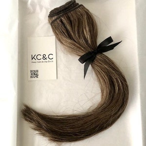 Dark Brown Hair with Grey Blend - Salt & Pepper Brown - Human Hair Extension Clip-in -Greying Brown Hair Extensions - Custom Designed Colour