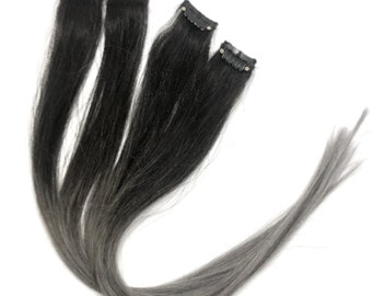 Mèches d'extensions de cheveux humains gris ombré à clipser - Disponibilité limitée - Couleur personnalisée