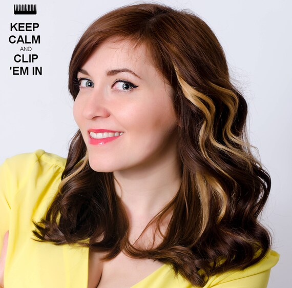 Remy Human Hair Extension Clip In Colour Highlight Streak Etsy
