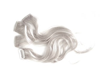 Natural Light Grey Highlights - Light Grey Hair - Remy Human Hair Extension Clip-in Limited Availability - Custom Designed Colour