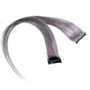 Lavender Grey Highlights Remy Human Hair Extension Clip-in Lavender Hair Limited Availability Custom Designed Colour image 6