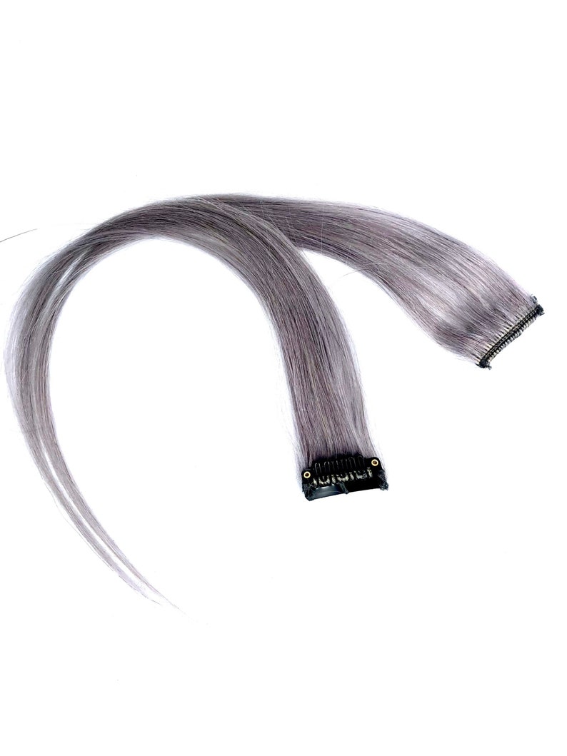 Lavender Grey Highlights Remy Human Hair Extension Clip-in Lavender Hair Limited Availability Custom Designed Colour image 6