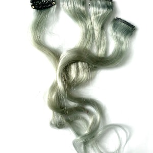 Mint Silver Highlight - Human Hair Extension Clip-in - Limited Availability - Custom Designed Colour