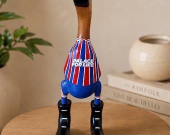 Crystal Palace FC Europa Conference League Winners Edition- Personalised Duck – Hand Painted Bamboo Root Football Fan Gift, 25cm