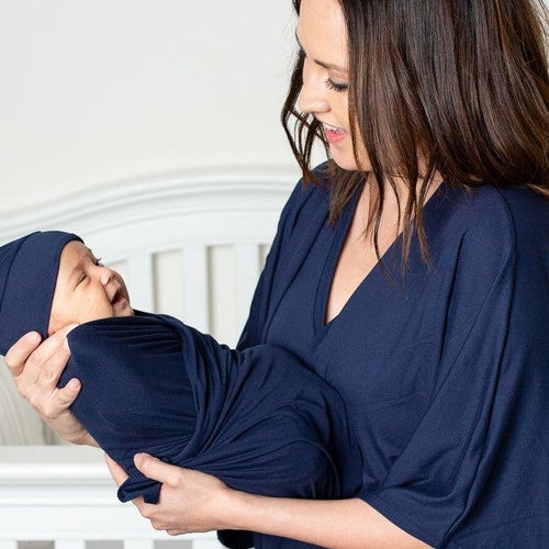 Matching Hospital Robe and Swaddle Set Boy Blue Stripe MADE Etsy