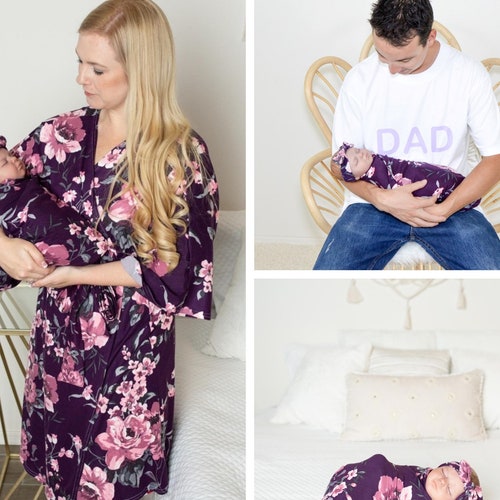 Mommy & Me Girl Robe Set and Matching Baby Swaddle Blanket and Etsy