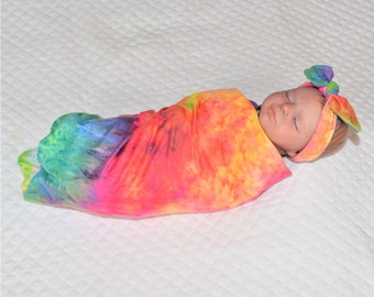 tie dye baby swaddle