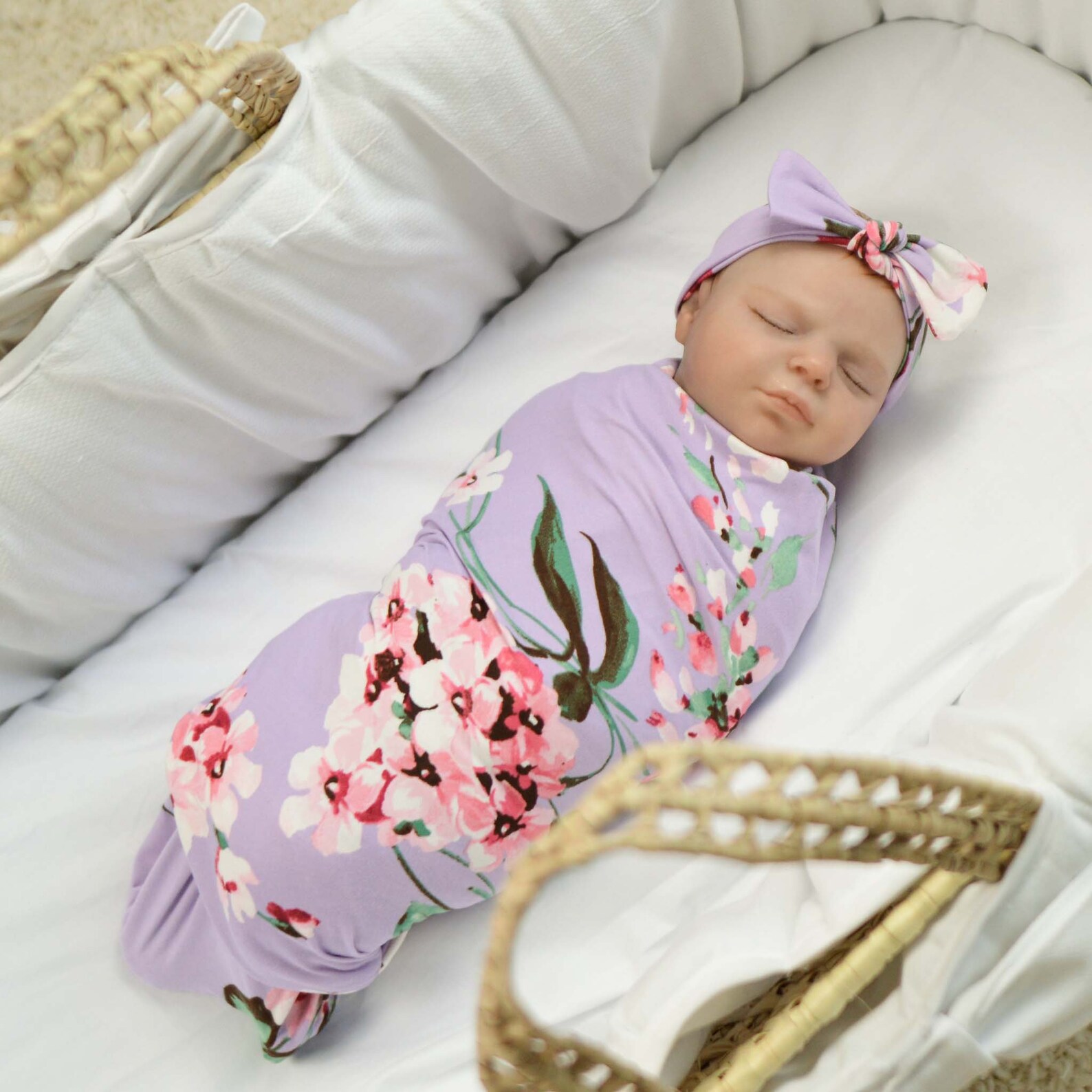 Robe and Swaddle Set Girl Matching Purple Floral Robe and Etsy