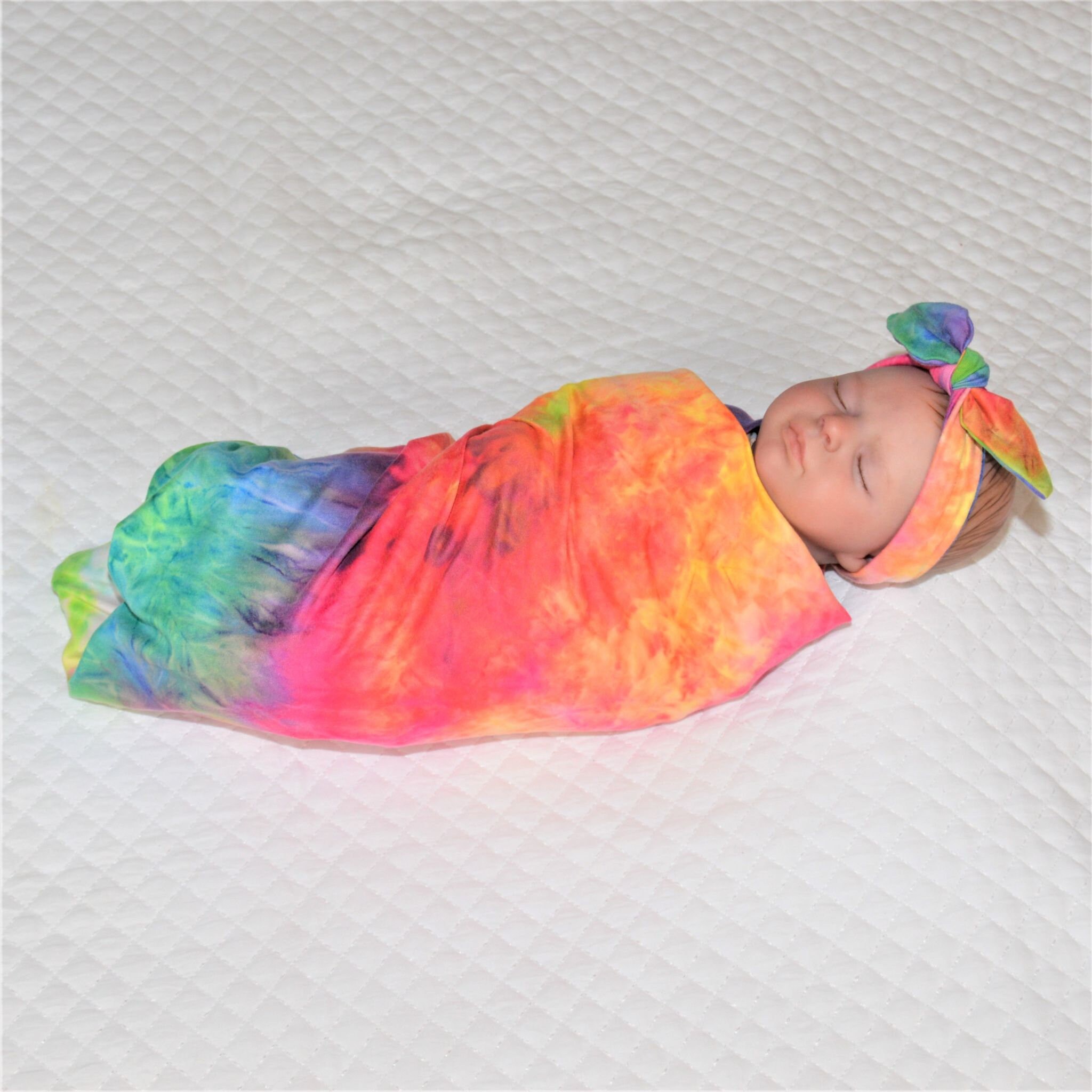 Rainbow TieDye Baby Swaddle Blanket & Headband Set TieDye Etsy