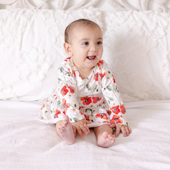 Infant Baby Girls Flower Kimono Romper Traditional Costumes Japanese clothes Set 