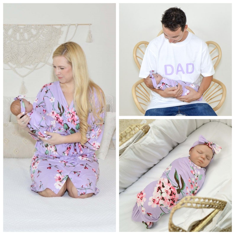 Mommy and Me Robe and Swaddle Set. DAD shirt. Jane Maternity Etsy