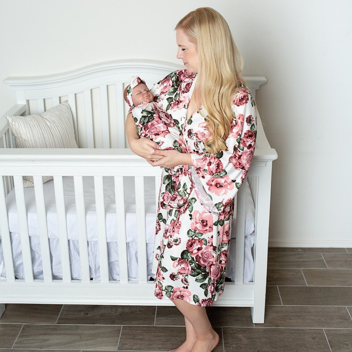 Mommy Robe and Swaddle Blanket Set Girl Mom and Baby Robe and Etsy