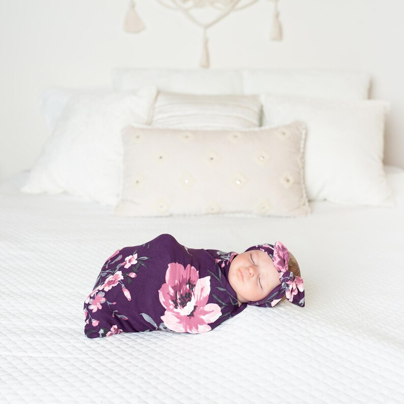 Purple Floral Maternity Robe Nightgown and Swaddle Set Etsy