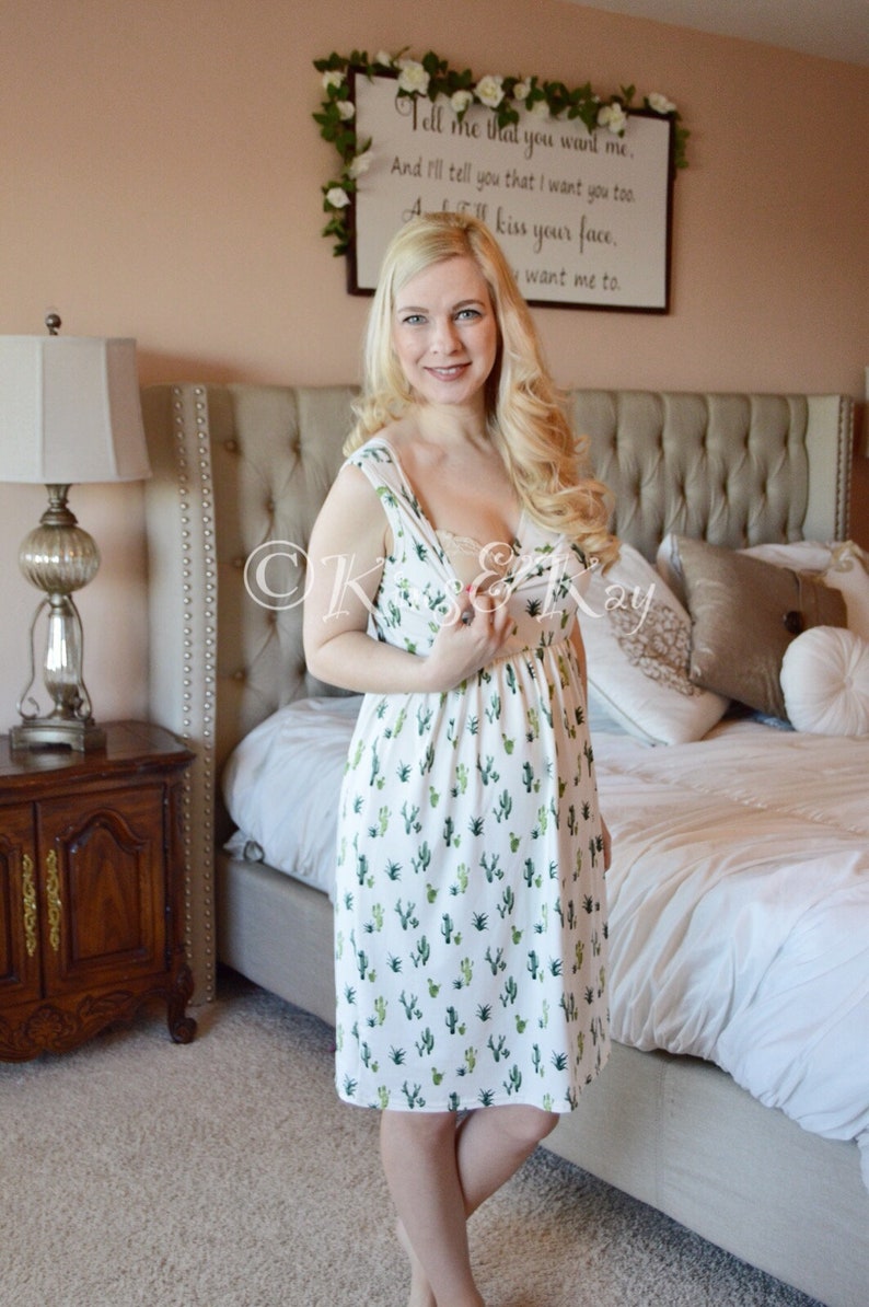 Breastfeeding Nightgown Night Gown and Baby Gown Set -Nursing Gown and Baby Outfit Mom and Baby Hospital Outfit 3 PC Set