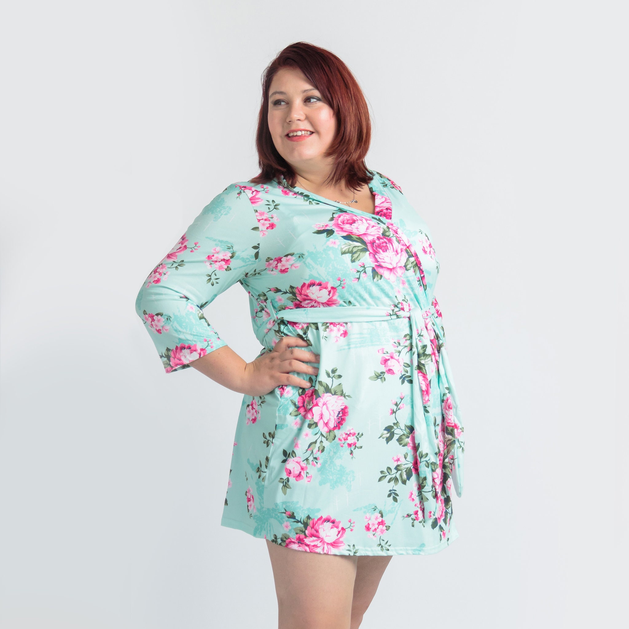 teal maternity robe