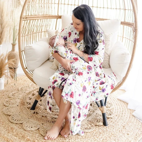 Delivery Gown Floral Maternity Robe 