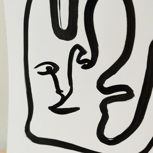 Take My Hand / Original Artwork / Abstract Face Line Drawing image 2