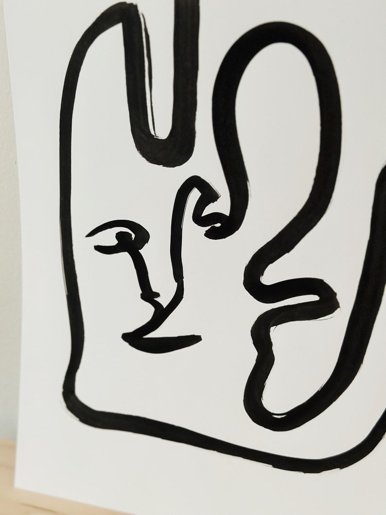 Take My Hand / Original Artwork / Abstract Face Line Drawing image 2