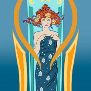 Elaria celestial goddess 11x14 digital print downloadable print art nouveau