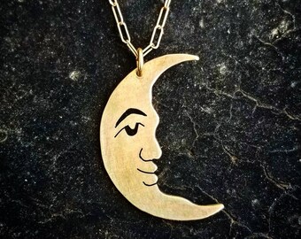 Celestial Crescent moon necklace Gold moon necklace Crescent moon necklace Bronze moon Galaxy Stars Jewelry Galaxy Necklace Moon necklace