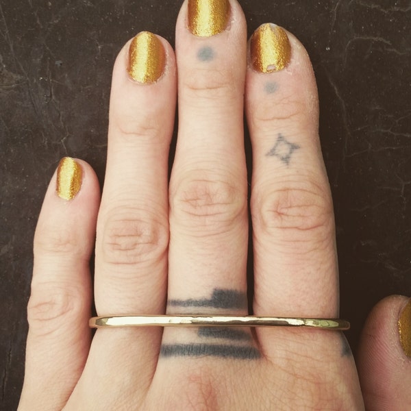 Three Finger Ring Brass Knuckles Simple Layer Ring Statement Bar Ring Boho Ring Brass Ring One size fits all ring Brass Bar Ring Big Bar