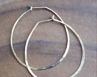 Simple Gold Hoops 14k Gold Hoop Earrings Simple Hoops Yellow Gold Hoops Light Weight Gold Hoops Light Hoops 1.75" Hoops Simple Hoop Earrings