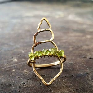 Seashell Ring Peridot Statement Ring Brass Peridot Ring Sterling Silver Peridot Ring August Birthstone Ring Nautical Ring Seashell Jewelry Brass *as shown