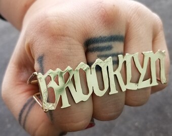 14k gold three finger ring