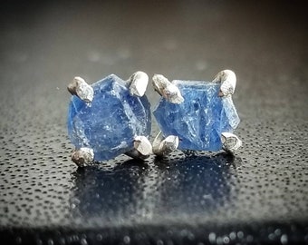 Raw Sapphire Studs Rough Sapphire Stud Earrings raw sapphires raw stone jewelry September Birthstone Jewelry September Stone Blue Sapphire