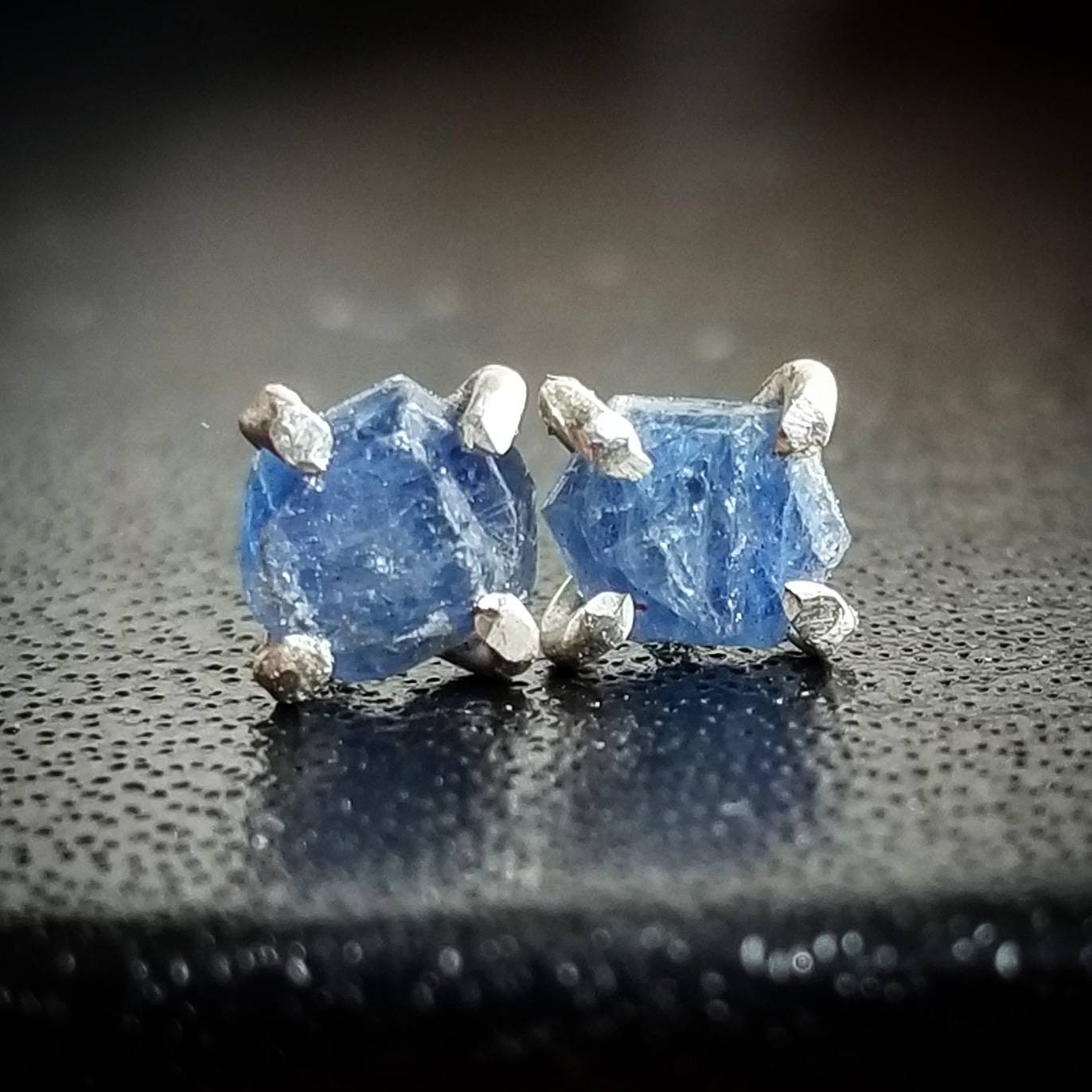 Raw Sapphire Studs Rough Sapphire Stud Earrings raw sapphires | Etsy