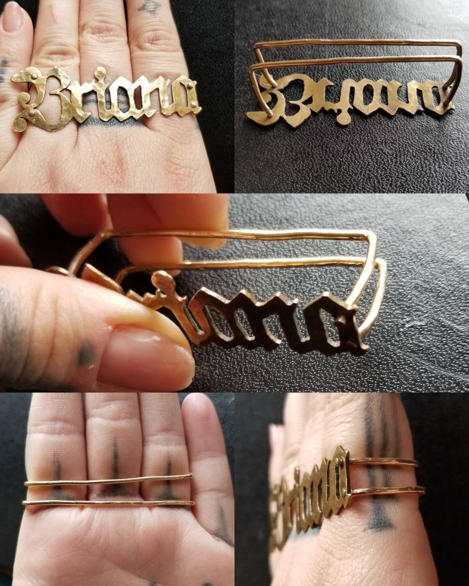 Custom Nameplate Ring Brass Knuckles Sterling Silver Name Ring Etsy