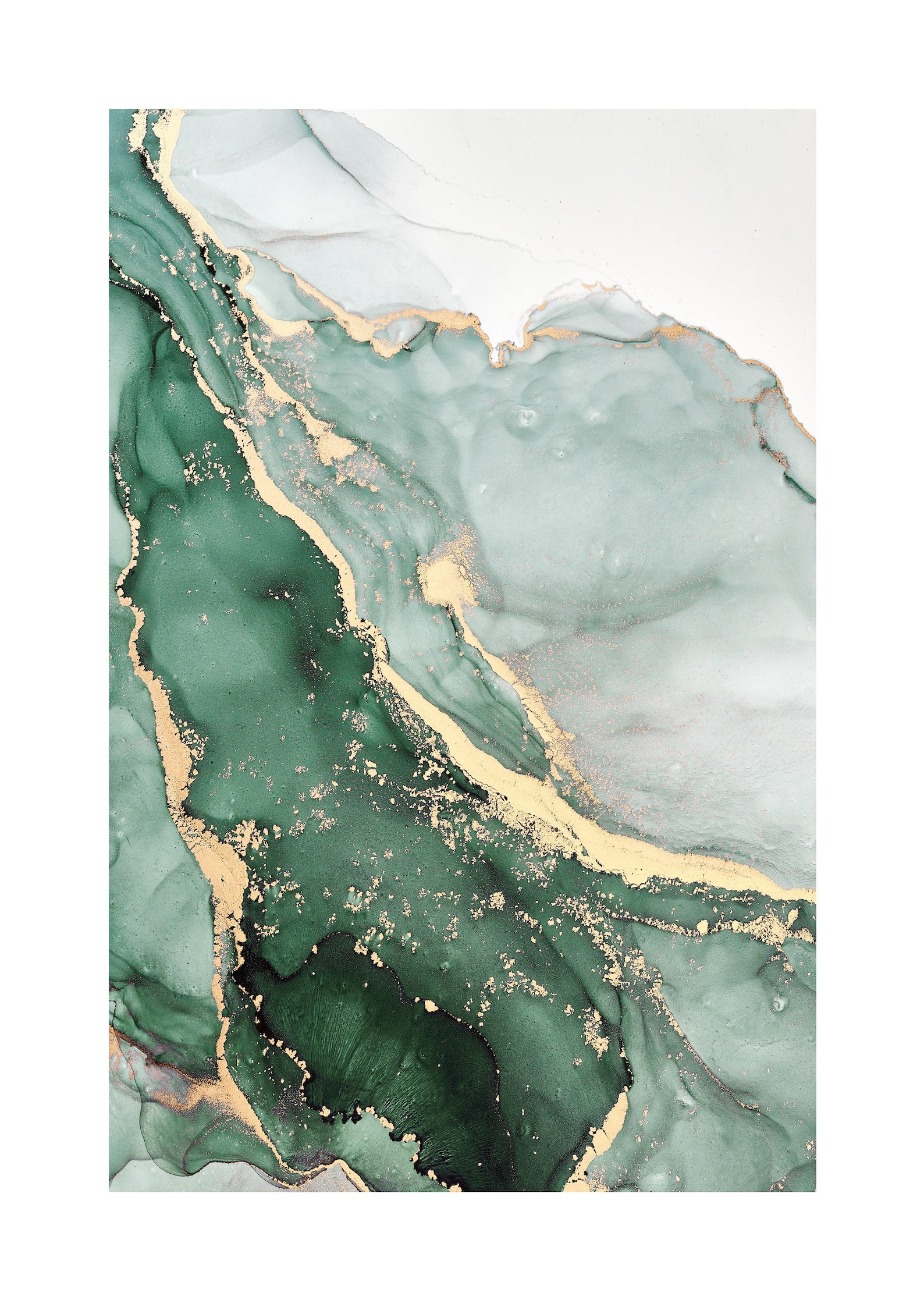 Set of 3 Green and Gold Prints Detail Abstract Wall Art Home Etsy UK