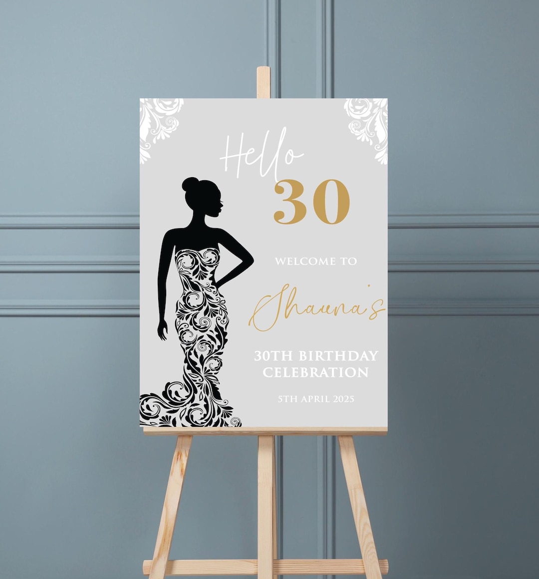 Elegant Modern 30th Birthday Party Celebration Welcome Sign ...