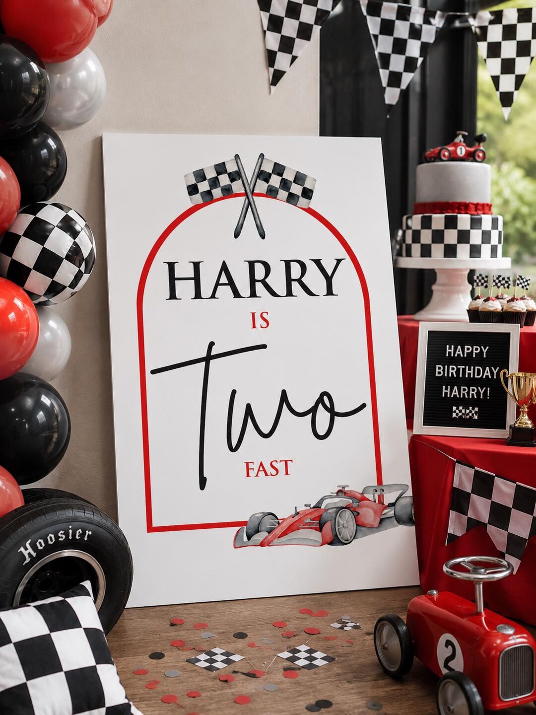 Two Fast Birthday Welcome Sign, Racing Car Party Decor Foamex Board ...
