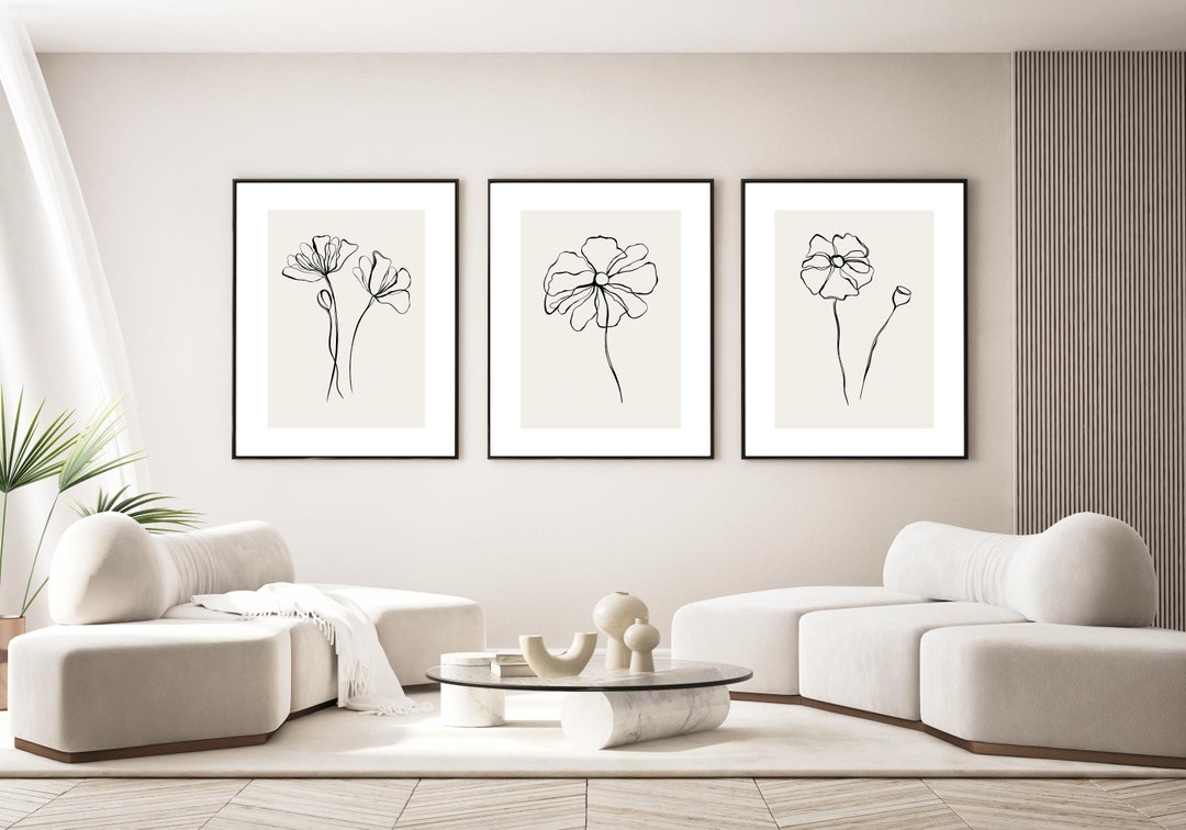 Set of 3 Line Figure Lady Print Poster Woman Line Art, Romantic Prints ...