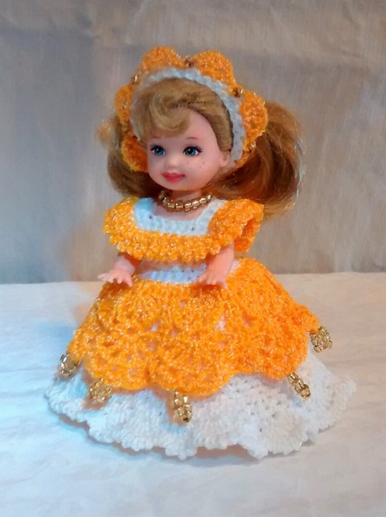 Handmade Thread Crochet Kelly Doll Barbie Family Dress for 4.5 Kelly or ...