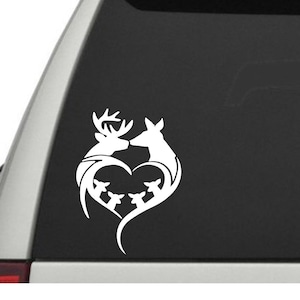 Deer family for car truck window etc outdoor sign vinyl decal black hunting sports hunter 4 kids children bucks does fawns