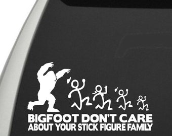 Bigfoot decal for car window decal big foot decal car decal vinyl decals bigfoot decal stick family decal bigfoot stick figure family decal